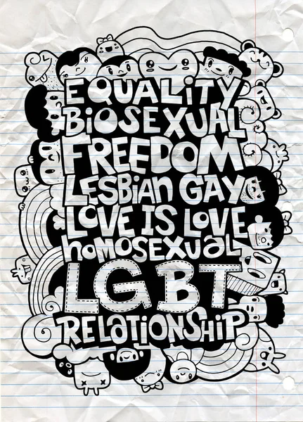 Dessin à la main de noms LGBT, illustration Flat Design Vector. Dooo — Image vectorielle