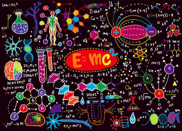 Vectorillustratie van wetenschappelijke formules en berekeningen in p — Stockvector