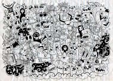 Canavarlar ve sevimli uzaylı Dostu, serin, c vektör çizim