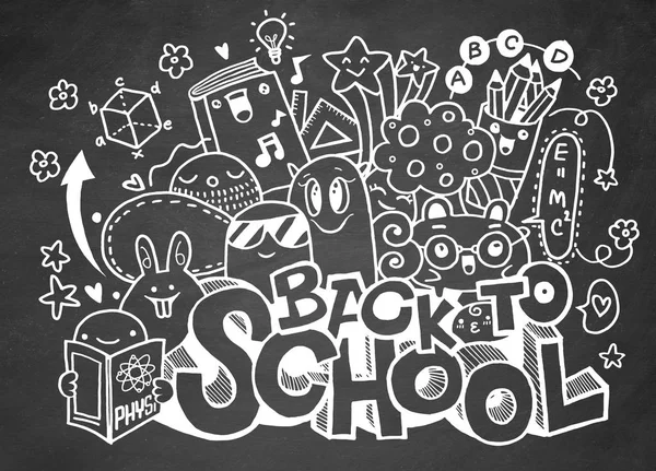 Illustrazione vettoriale di Ritorno a scuola, Mostro Doodle per il vostro disegno — Vettoriale Stock