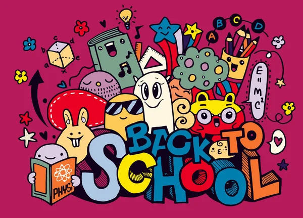 Illustrazione vettoriale di Ritorno a scuola, Mostro Doodle per il vostro disegno — Vettoriale Stock