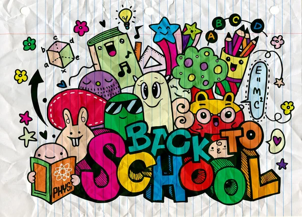 Vektorillustration av tillbaka till skolan, Monster Doodle för din design — Stock vektor