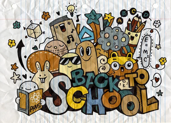 Εικονογράφηση διάνυσμα πίσω στο σχολείο, τέρας Doodle για το σχέδιό σας — Διανυσματικό Αρχείο