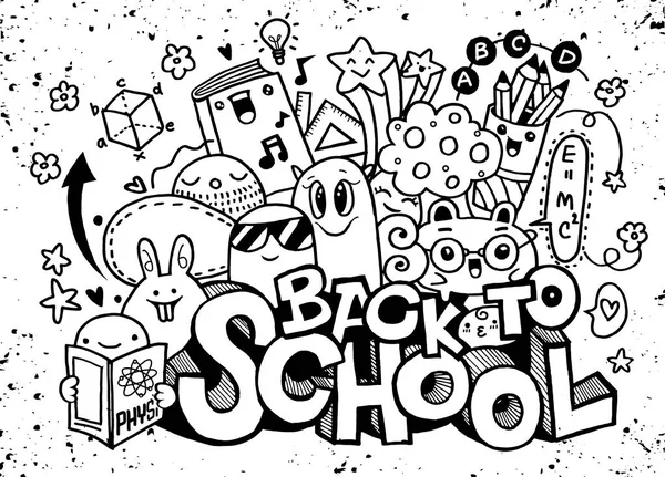 Vektor Illustration von zurück zur Schule, Monster Doodle für dein Design — Stockvektor