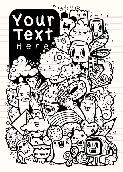 Hipster dibujado a mano loco doodle Monster City, dibujo style.Vector ilustración — Archivo Imágenes Vectoriales