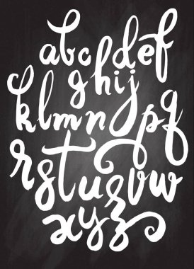 El yazısı vektör fırça komut dosyası. arka plan üzerinde izole harfler.