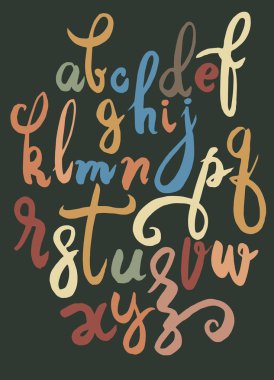 El yazısı vektör fırça komut dosyası. arka plan üzerinde izole harfler.