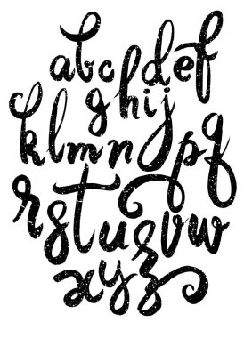 El yazısı vektör fırça komut dosyası. arka plan üzerinde izole harfler.