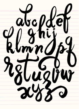 El yazısı vektör fırça komut dosyası. arka plan üzerinde izole harfler.