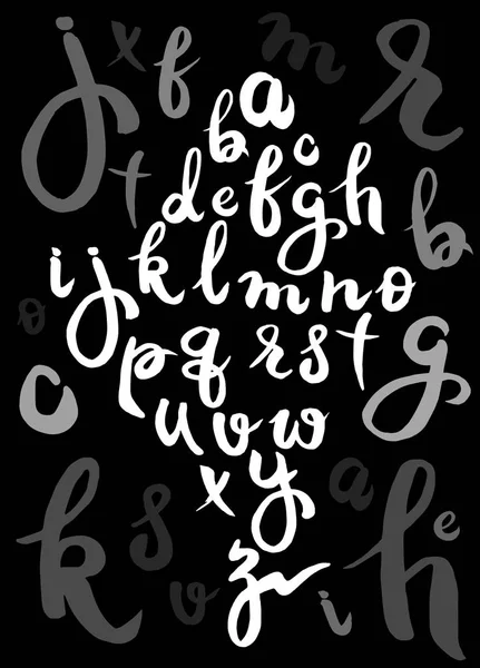 Vector handgeschreven brush script. brieven geïsoleerd op achtergrond. — Stockvector