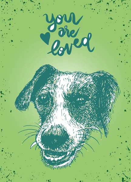 Vektorové ilustrace ručně kreslenou upřímný psa, skica psa od — Stockový vektor