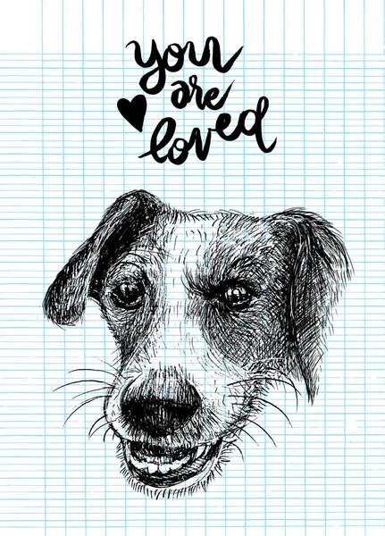 Εικονογράφηση φορέας ενός σκύλου ειλικρινής χέρι, σκίτσο του σκύλοs από — Διανυσματικό Αρχείο