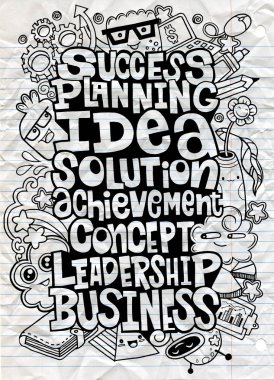 El iş kelime bulutu kavramı ile sevimli canavarlar, Fl çizimi