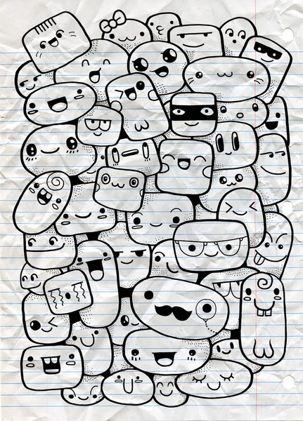 Caras de dibujos animados graciosas. Ilustración del clip vectorial — Vector de stock