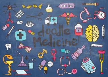 Sağlık ve tıp arka plan doodle. vektör çizim