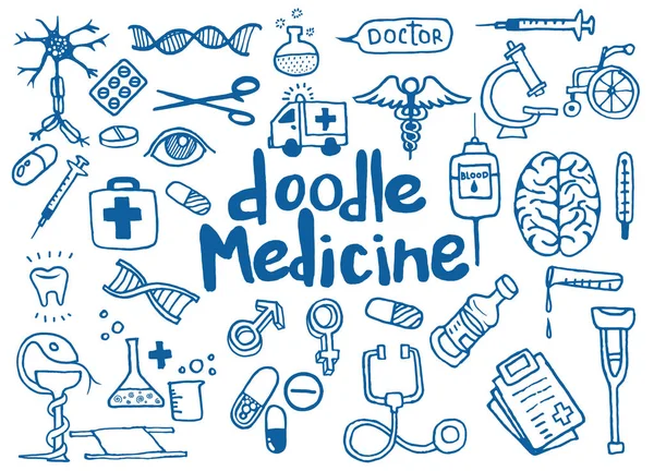 Υγειονομικής περίθαλψης και ιατρικής doodle φόντο. Vector εικονογράφηση — Διανυσματικό Αρχείο