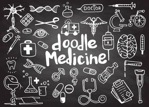 Cuidado de la salud y medicina doodle background. Ilustración vectorial — Archivo Imágenes Vectoriales