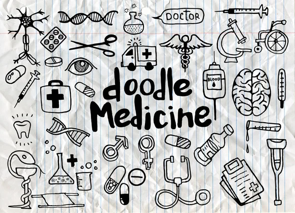 Soins de santé et médecine doodle fond. Illustration vectorielle — Image vectorielle
