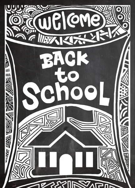Geri okula, vintage illüstrasyon el harfi ile el çekilmiş — Stok Vektör