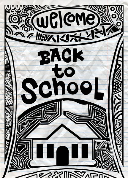 Powrót do szkoły, ręcznie rysowane vintage ilustracji z list ręka — Wektor stockowy