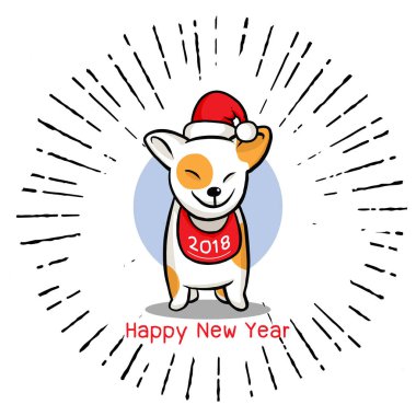 2018 mutlu yeni yıl tebrik kartı. Noel vektör çizim