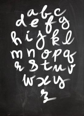 El fırça ve mürekkep yazı yaptı. El yazısı retro dokulu gru