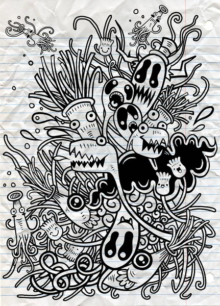 Hipster hand gezeichnet Crazy Doodle Monster City, Zeichnung style.vecto — Stockvektor