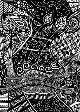 Vektör desen zentangle arka plan ile. Vektör etnik desen 