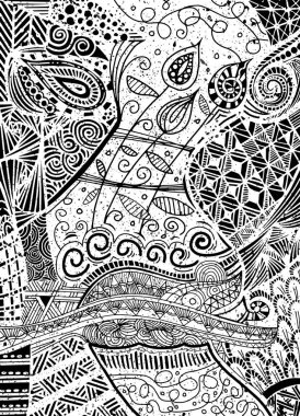 Vektör desen zentangle arka plan ile. Vektör etnik desen 
