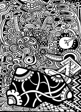 Vektör desen zentangle arka plan ile. Vektör etnik desen 