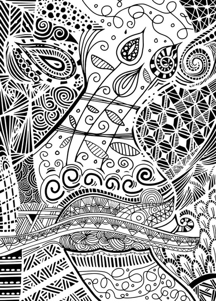 Vektör desen zentangle arka plan ile. Vektör etnik desen 