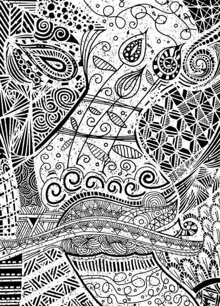 Vector pattern with zentangle background. Vector ethnic pattern — Stock Vector