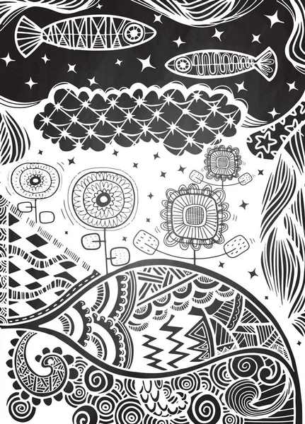 Vektör desen zentangle arka plan ile. Vektör etnik desen — Stok Vektör