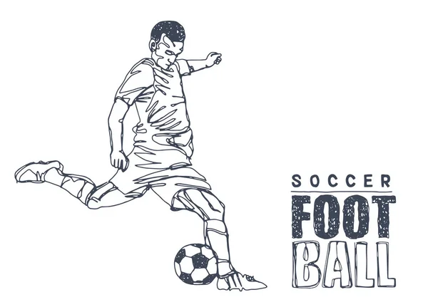 Desenho de linha contínua ou um desenho de linha de dois jogadores de futebol —  Vetores de Stock