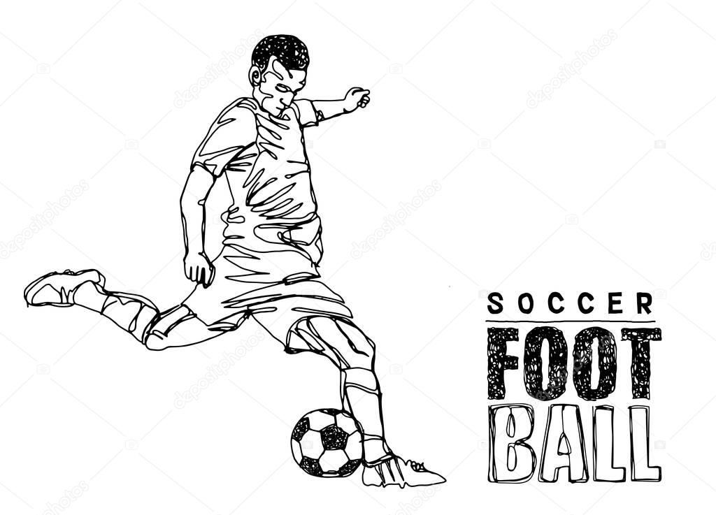 Continuous Line Drawing or One Line Drawing of two Soccer Player