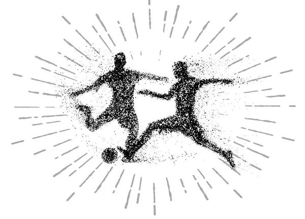 Futbol, top için çabalıyorlar bir iki futbolcular silüeti