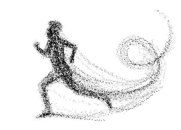 Бегущий человек, состоящий из множества точек. векторная иллюстрация . — стоковый вектор