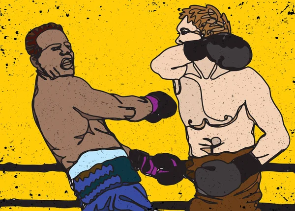 Kontinuální kreslení čar nebo jedna kresba dvou boxerů, byly porovnávány — Stockový vektor