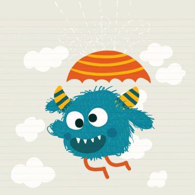 çılgın canavar şemsiye, mutlu komik çocukça küçük monst tutan