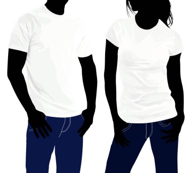 T-shirtler. Vücut siluet erkekler ve kadınlar. insan bod şablonuyla