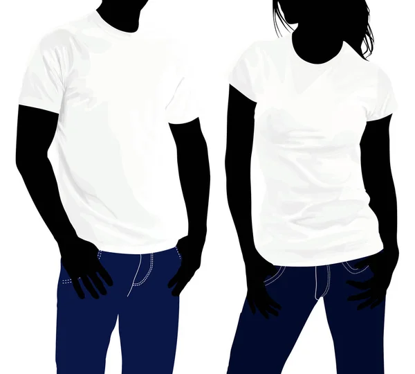 T 恤。男女身体的轮廓。模板与人类的生化需氧量 — 图库矢量图片