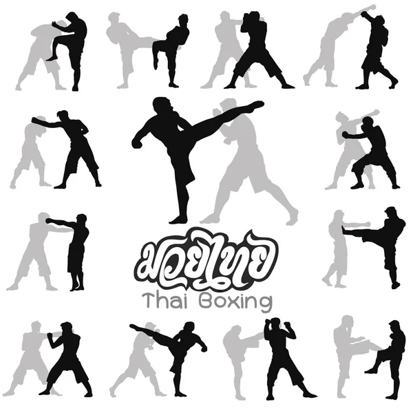 Tay boks. Muay Tay dövüş sanat vektör çizim collectio