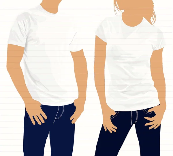 Des t-shirts. Silhouette du corps hommes et femmes. modèle avec corps humain — Image vectorielle