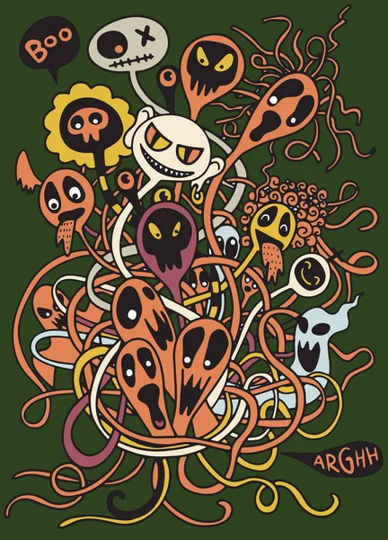 Canavarlar ve sevimli uzaylı Dostu, serin, vektör çizim vektör çizim