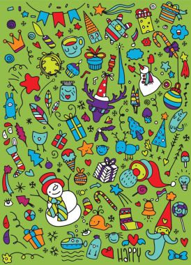 Doodle yılbaşı arka plan