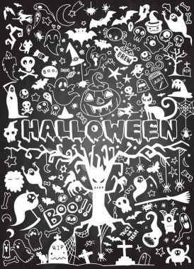 Cadılar Bayramı doodle kümesi