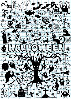 Cadılar Bayramı doodle kümesi