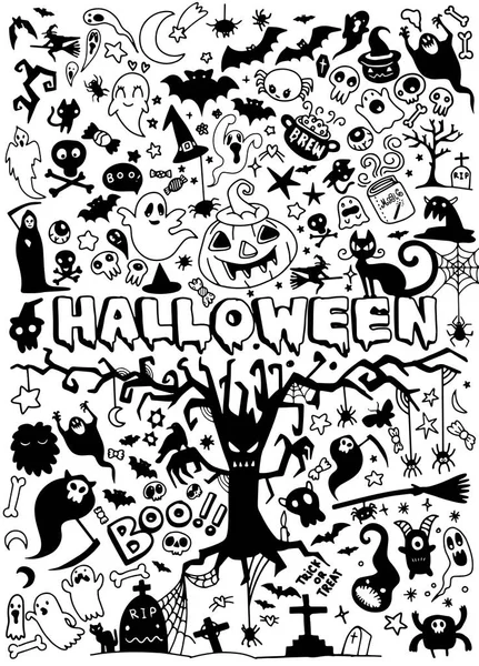 Conjunto de garabatos de Halloween — Vector de stock