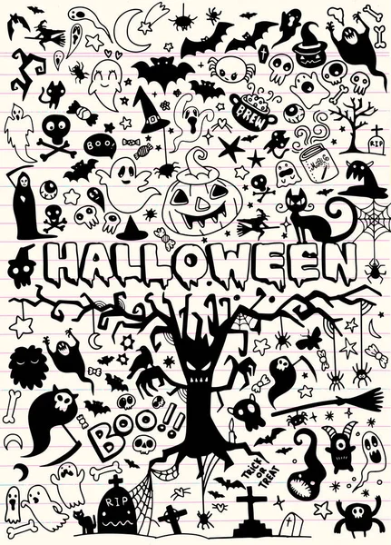Sada Halloween Doodle — Stockový vektor