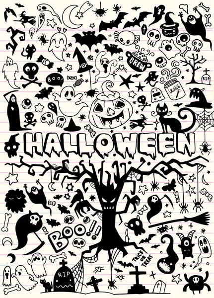 Ensemble de doodle Halloween — Image vectorielle